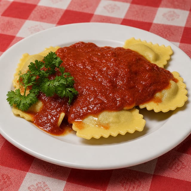 Braised Beef Steak Ravioli.